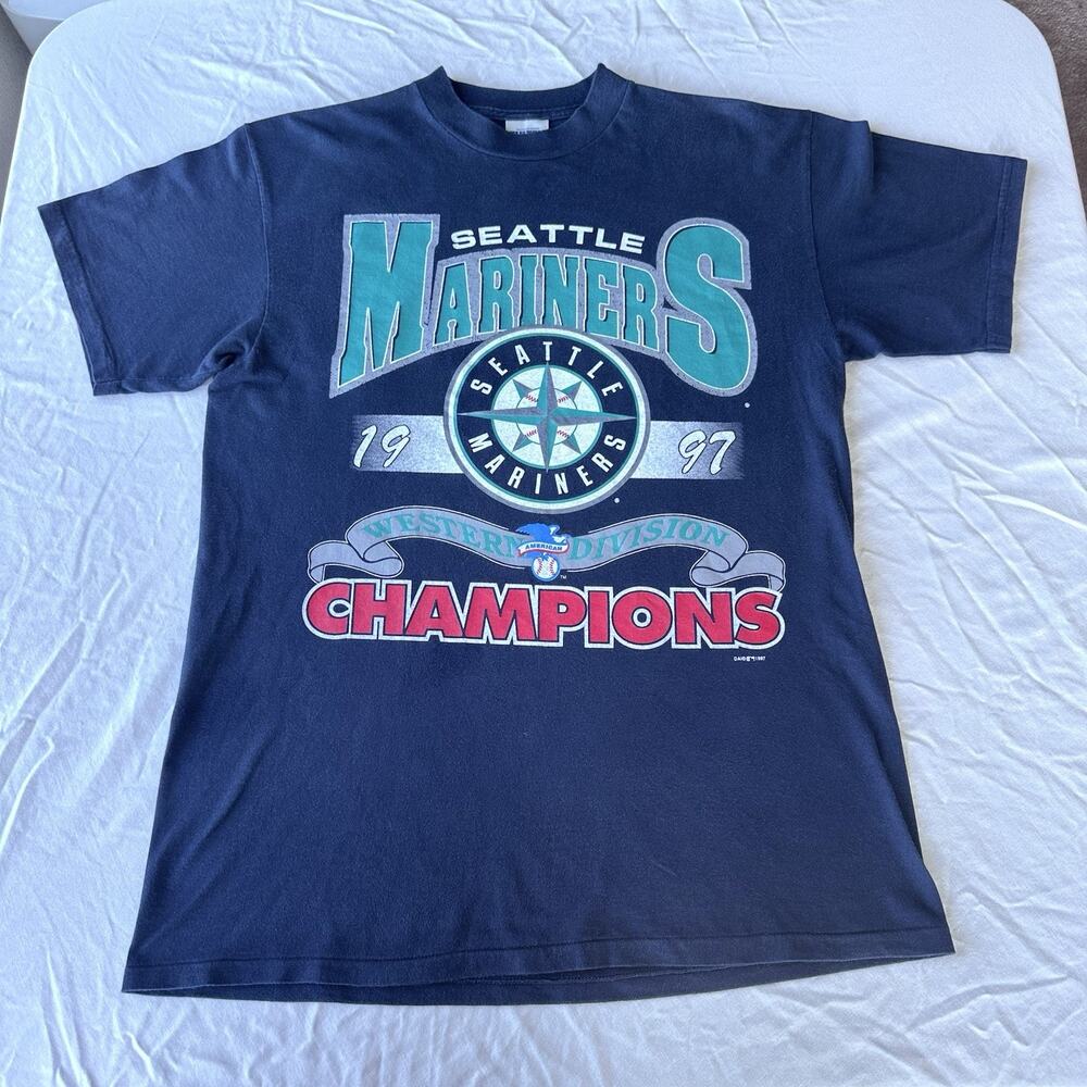 Vintage Seattle Mariners T shirt Mens Large 1997 Champions 90s MLB TULTEX Cotton